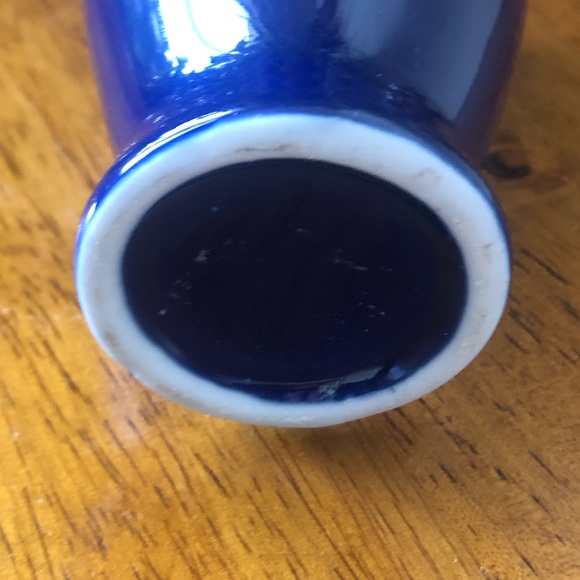 80s Japanese Cobalt Blue Floral Pattern Bud Vase - Picture 6 of 7